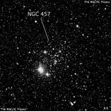 NGC 457 - рассеянное скопление звёзд. Описание NGC 457:, Рассеянное скопление в созвездии Кассиопея