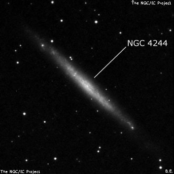 NGC 4244 - спиральная галактика. Описание NGC 4244:, Галактика в созвездии Гончие Псы