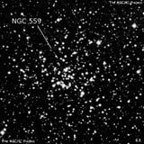 NGC 559 - рассеянное скопление звёзд. Описание NGC 559:, Рассеянное скопление в созвездии Кассиопея