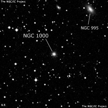 NGC 1000 - галактика. Описание NGC 1000:, Галактика в созвездии Андромеда