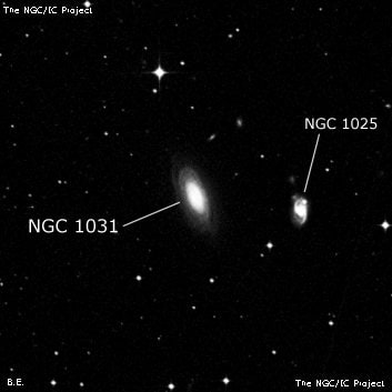 NGC 1031 - спиральная галактика с баром. Описание NGC 1031:, Галактика в созвездии Часы