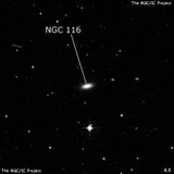 NGC 116 - по указанным Генри Дрейером координатам, объект повторно не найден; . Описание NGC 116:, Галактика в созвездии Кит