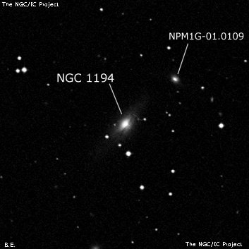 NGC 1194 - линзовидная галактика. Описание NGC 1194:, Галактика в созвездии Кит
