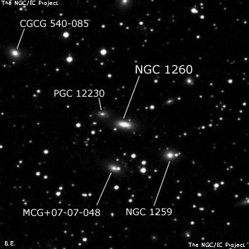 NGC 1260 - линзовидная галактика. Описание NGC 1260:, Галактика в созвездии Персей
