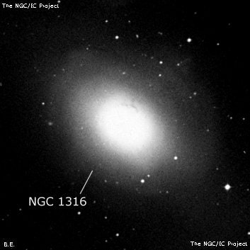 NGC 1316 - спиральная галактика с баром. Описание NGC 1316:, Галактика в созвездии Печь