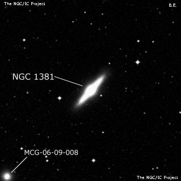 NGC 1381 - линзовидная галактика. Описание NGC 1381:, Галактика в созвездии Печь