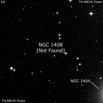 NGC 1408 - по указанным Генри Дрейером координатам, объект повторно не найден; . Описание NGC 1408:, Двойная звезда в созвездии Печь