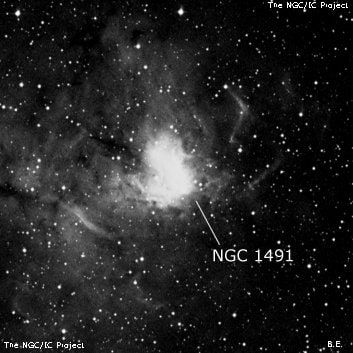 NGC 1491 - туманность. Описание NGC 1491:, Область H II в созвездии Персей