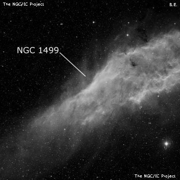 NGC 1499 - туманность. Описание NGC 1499:, Комплекс туманностей в созвездии Персей