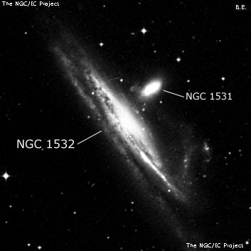 NGC 1532 - спиральная галактика с баром. Описание NGC 1532:, Галактика в созвездии Эридан
