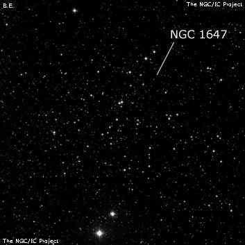 NGC 1647 - рассеянное скопление звёзд. Описание NGC 1647:, Рассеянное скопление в созвездии Телец