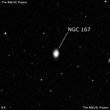 NGC 167 - спиральная галактика с баром. Описание NGC 167:, Галактика в созвездии Кит