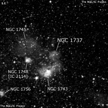 NGC 1737 - туманность. Описание NGC 1737:, Область H II в созвездии Золотая Рыба