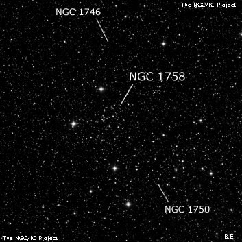 NGC 1758 - рассеянное скопление звёзд. Описание NGC 1758:, Рассеянное скопление в созвездии Телец