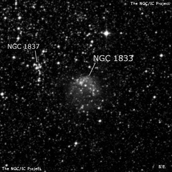 NGC 1833 - рассеянное скопление звёзд. Описание NGC 1833:, Комплекс туманностей в созвездии Столовая Гора