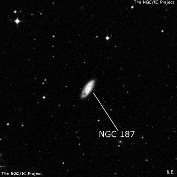 NGC 187 - спиральная галактика. Описание NGC 187:, Галактика в созвездии Кит