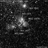 NGC 1874 - туманность. Описание NGC 1874:, Комплекс туманностей в созвездии Золотая Рыба