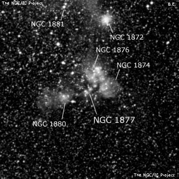 NGC 1877 - рассеянное скопление звёзд. Описание NGC 1877:, Комплекс туманностей в созвездии Золотая Рыба