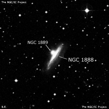NGC 1888 - спиральная галактика с баром. Описание NGC 1888:, Галактика в созвездии Заяц