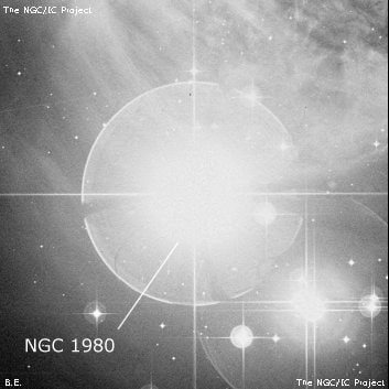 NGC 1980 - туманность. Описание NGC 1980:, Комплекс туманностей в созвездии Орион