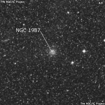 NGC 1987 - рассеянное скопление звёзд. Описание NGC 1987:, Шаровое скопление в созвездии Столовая Гора