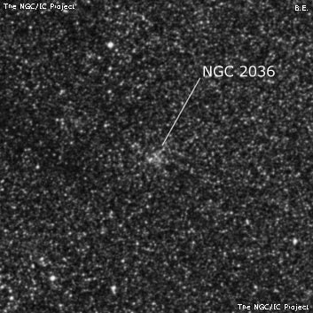 NGC 2036 - рассеянное скопление звёзд. Описание NGC 2036:, Рассеянное скопление в созвездии Столовая Гора