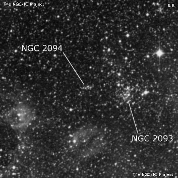 NGC 2094 - рассеянное скопление звёзд. Описание NGC 2094:, Рассеянное скопление в созвездии Золотая Рыба