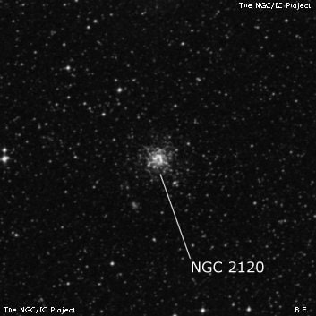 NGC 2120 - рассеянное скопление звёзд. Описание NGC 2120:, Шаровое скопление в созвездии Золотая Рыба