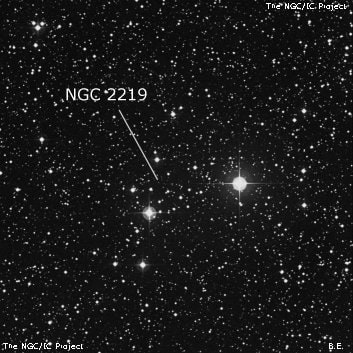 NGC 2219 - рассеянное скопление звёзд. Описание NGC 2219:, Рассеянное скопление в созвездии Единорог