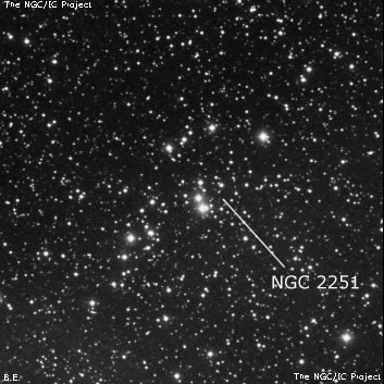 NGC 2251 - рассеянное скопление звёзд. Описание NGC 2251:, Рассеянное скопление в созвездии Единорог