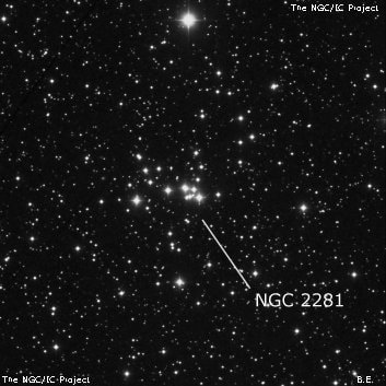 NGC 2281 - рассеянное скопление звёзд. Описание NGC 2281:, Рассеянное скопление в созвездии Возничий