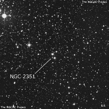 NGC 2351 - группа звёзд. Описание NGC 2351:, Рассеянное скопление в созвездии Единорог
