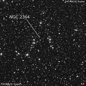 NGC 2364 - рассеянное скопление звёзд. Описание NGC 2364:, Рассеянное скопление в созвездии Единорог