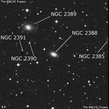 NGC 2388 - спиральная галактика. Описание NGC 2388:, Галактика в созвездии Близнецы