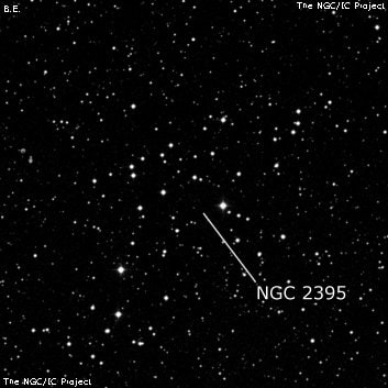 NGC 2395 - рассеянное скопление звёзд. Описание NGC 2395:, Рассеянное скопление в созвездии Близнецы