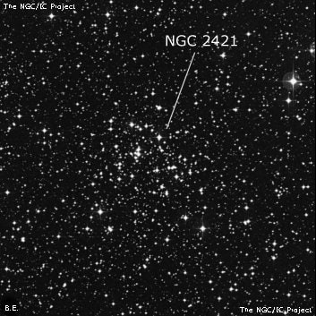 NGC 2421 - рассеянное скопление звёзд. Описание NGC 2421:, Рассеянное скопление в созвездии Корма