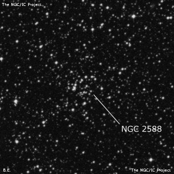 NGC 2588 - рассеянное скопление звёзд. Описание NGC 2588:, Рассеянное скопление в созвездии Корма