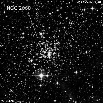 NGC 2660 - рассеянное скопление звёзд. Описание NGC 2660:, Рассеянное скопление в созвездии Паруса