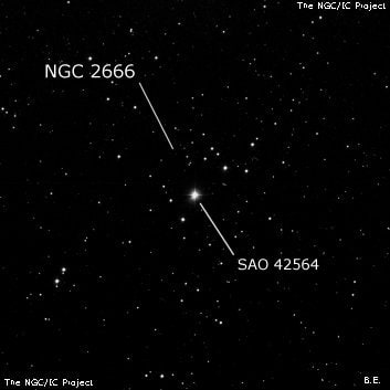 NGC 2666 - рассеянное скопление звёзд. Описание NGC 2666:, Рассеянное скопление в созвездии Рысь
