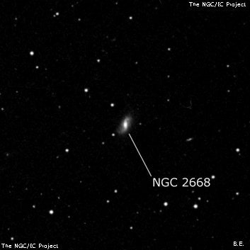 NGC 2668 - спиральная галактика с баром. Описание NGC 2668:, Галактика в созвездии Рысь