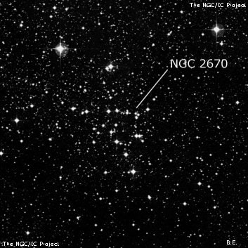 NGC 2670 - рассеянное скопление звёзд. Описание NGC 2670:, Рассеянное скопление в созвездии Паруса
