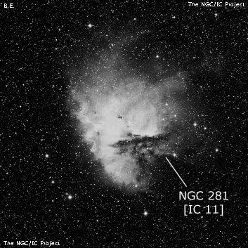 NGC 281 - туманность. Описание NGC 281:, Область H II в созвездии Кассиопея