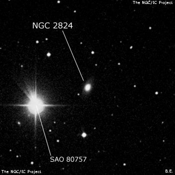NGC 2824 - линзовидная галактика. Описание NGC 2824:, Галактика в созвездии Рак