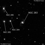 NGC 283 - спиральная галактика. Описание NGC 283:, Галактика в созвездии Кит
