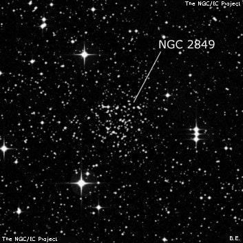 NGC 2849 - рассеянное скопление звёзд. Описание NGC 2849:, Рассеянное скопление в созвездии Паруса