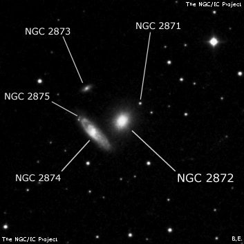 NGC 2872 - эллиптическая галактика. Описание NGC 2872:, Галактика в созвездии Лев