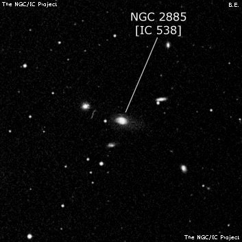 NGC 2885 - линзовидная галактика. Описание NGC 2885:, Галактика в созвездии Лев