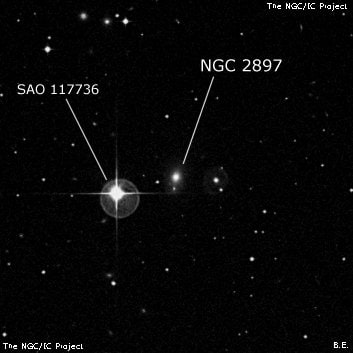 NGC 2897 - линзовидная галактика. Описание NGC 2897:, Галактика в созвездии Гидра