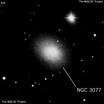 NGC 3077 - спиральная галактика. Описание NGC 3077:, Галактика в созвездии Большая Медведица