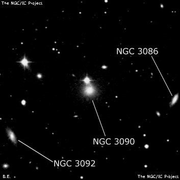 NGC 3090 - эллиптическая галактика. Описание NGC 3090:, Галактика в созвездии Секстант
